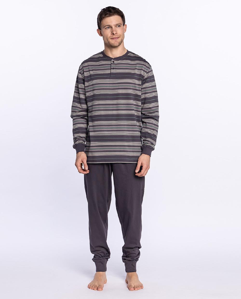 punto blanco Pijama largo de algodón con rayas Frosty