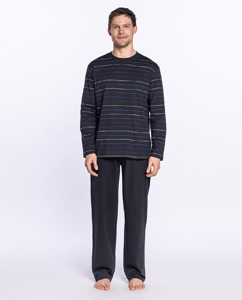 punto blanco Pijama largo de algodón con rayas Rainy