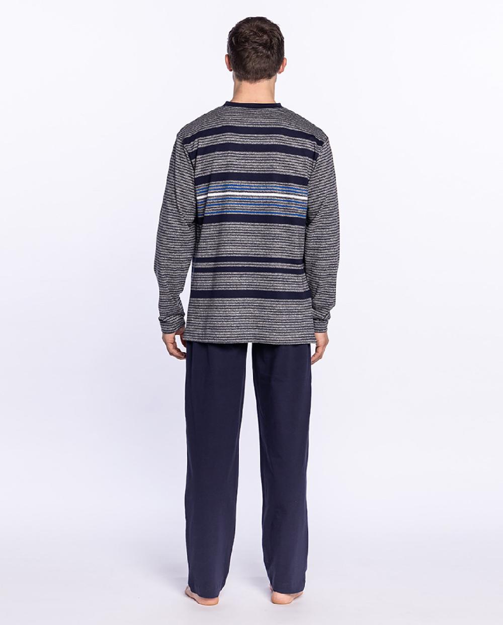 Punto Blanco Pijama Largo De Algodón Con Rayas Snowy
