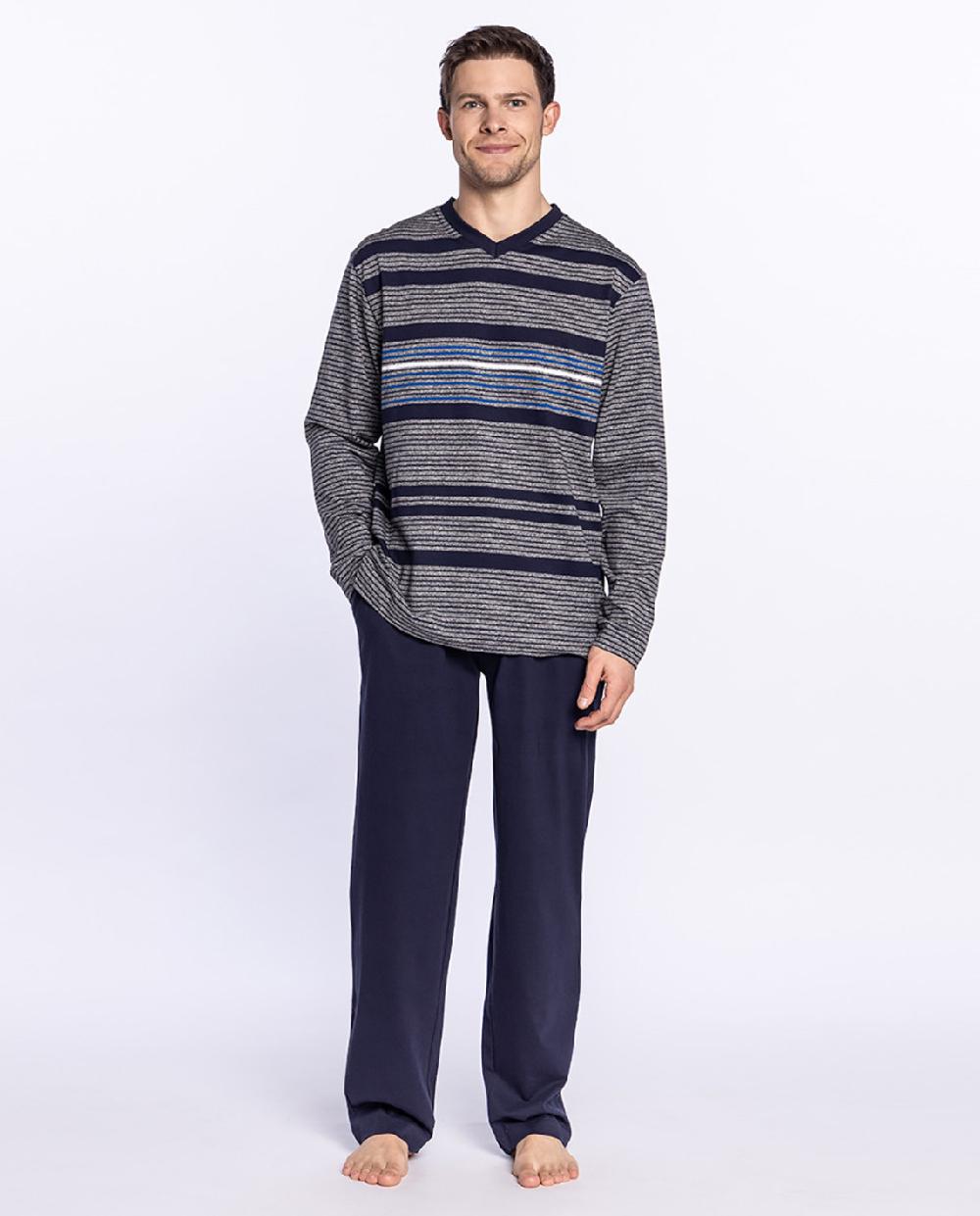 punto blanco Pijama largo de algodón con rayas Snowy