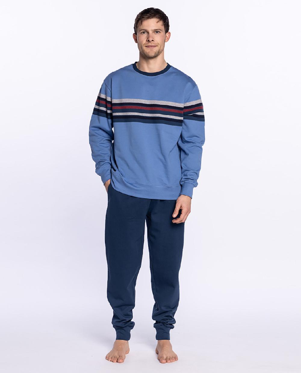 punto blanco Pijama largo de felpa con rayas Showery