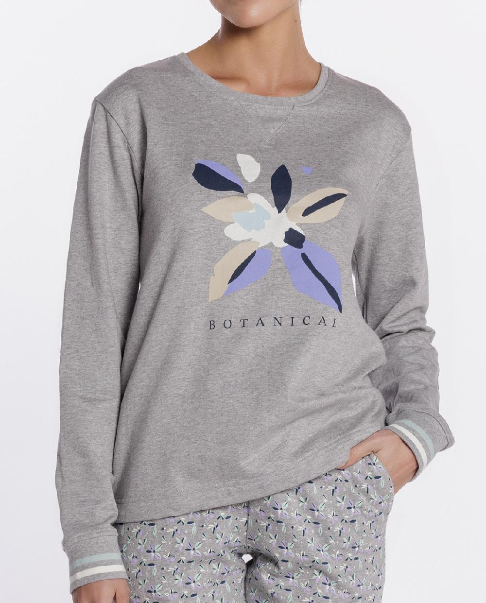 Punto Blanco Pijama Largo De Felpa Estampada Botanical