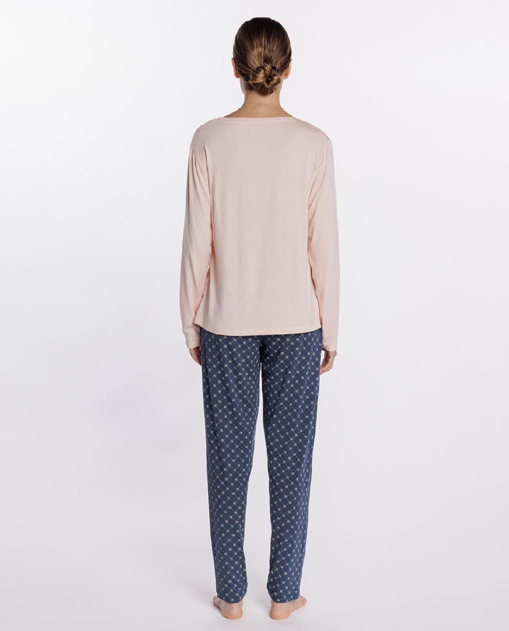 Punto Blanco Pijama Largo De Modal Elástico Bicolor Astral