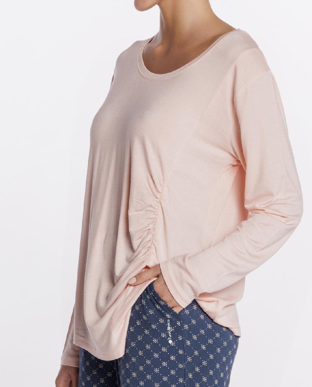 Punto Blanco Pijama Largo De Modal Elástico Bicolor Astral