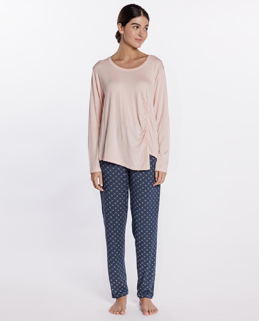 punto blanco Pijama largo de modal elástico bicolor Astral