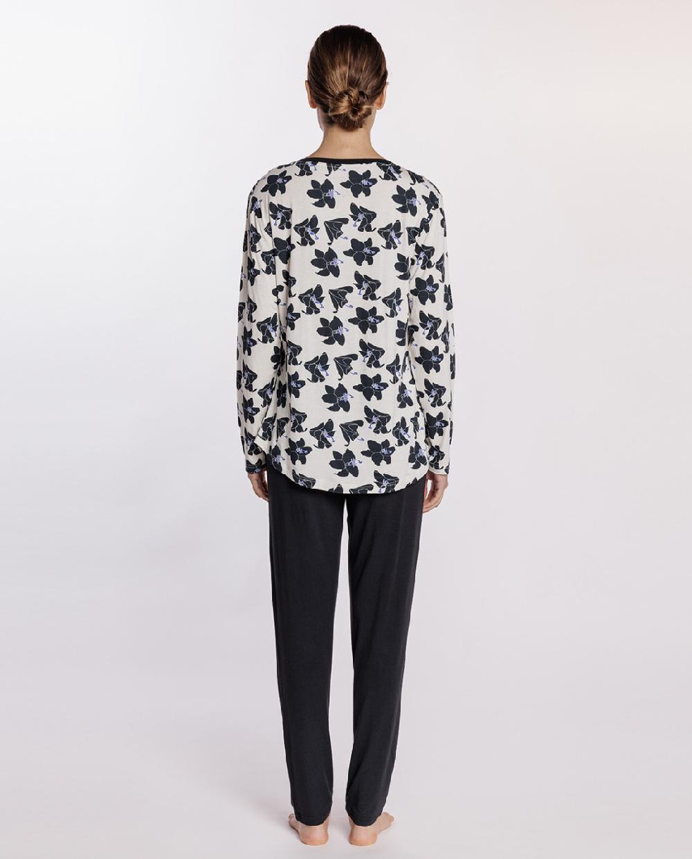 Punto Blanco Pijama Largo De Modal Elástico De Flores Lilium