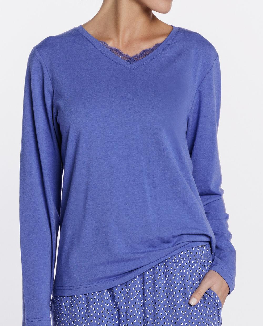 Punto Blanco Pijama Largo De Modal Elástico Estampado Lilium