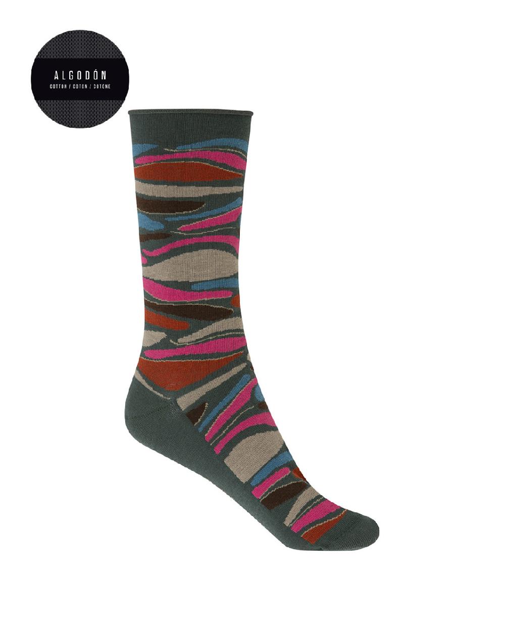 punto blanco Calcetines de algodón - print