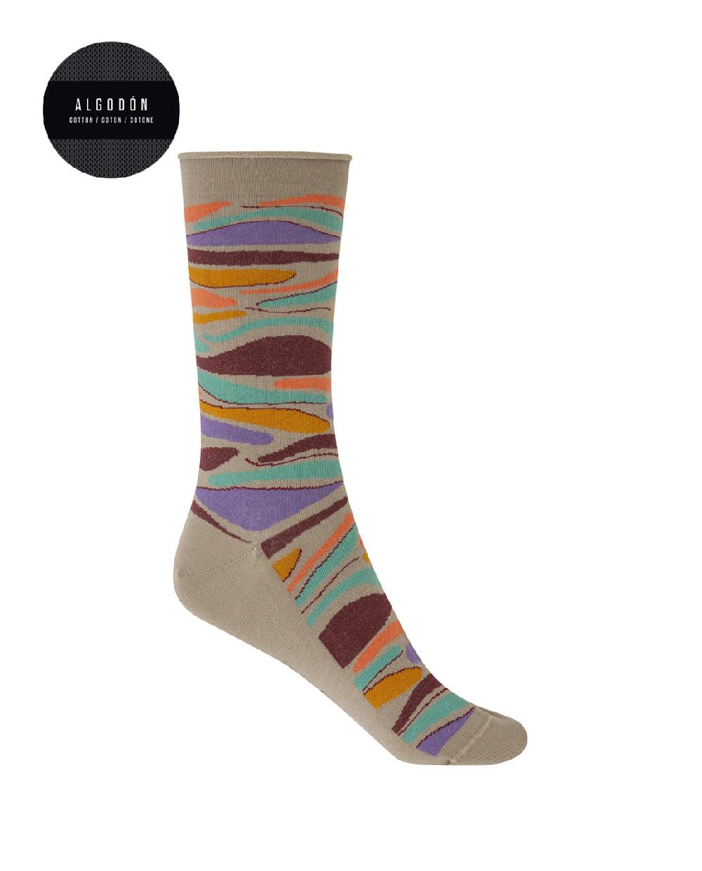 punto blanco Calcetines de algodón - print