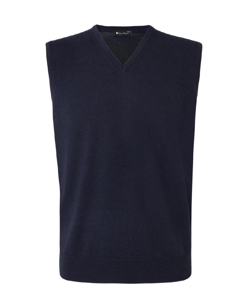 punto blanco Chaleco cuello pico lana merino