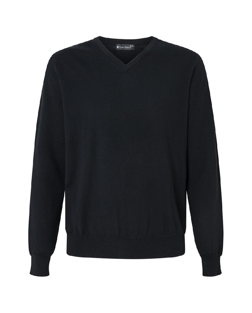 punto blanco Jersey cuello pico lana merino