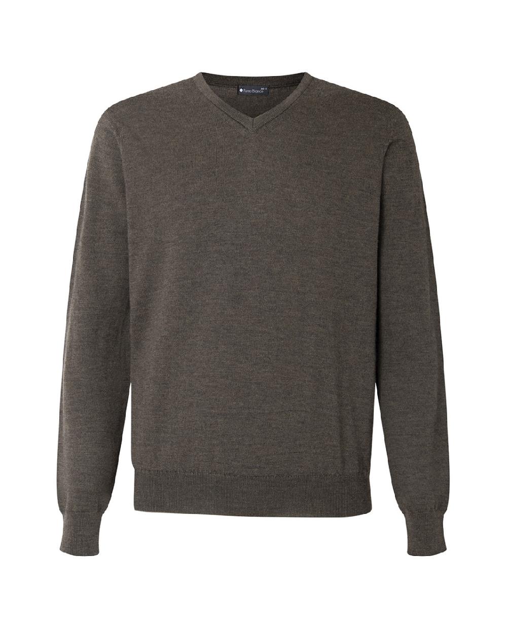 punto blanco Jersey cuello pico lana merino