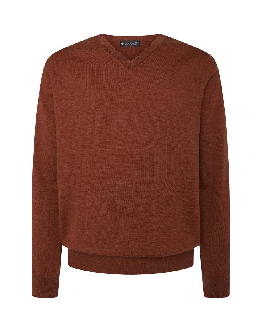 punto blanco Jersey cuello pico lana merino