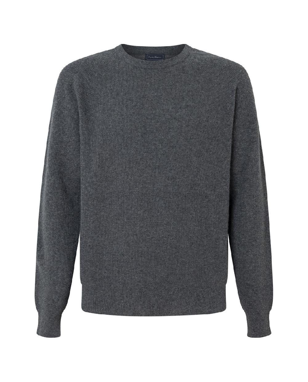 punto blanco Jersey cuello redondo lana merino