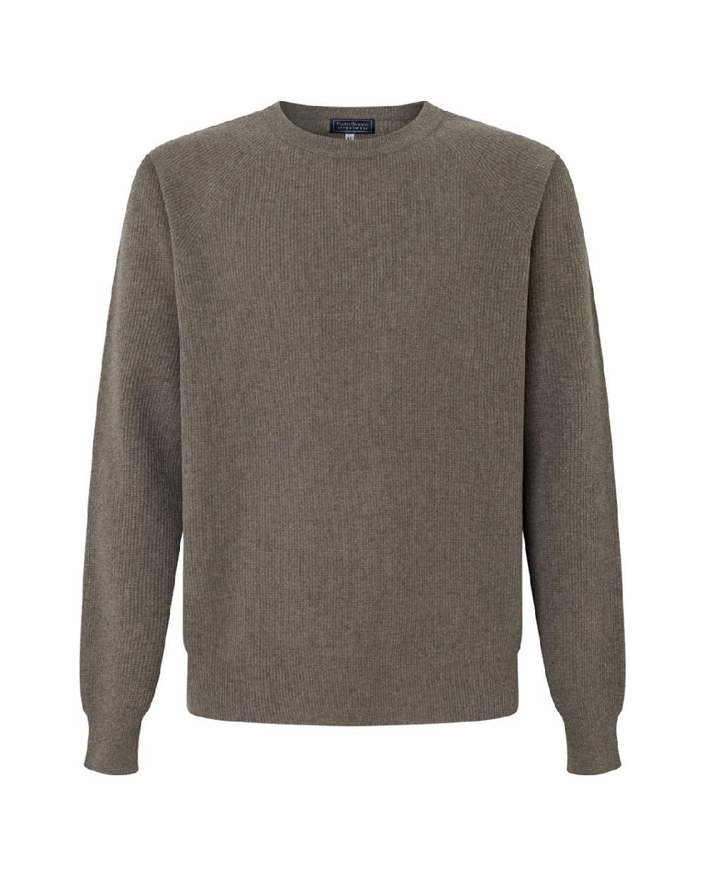 punto blanco Jersey cuello redondo lana merino