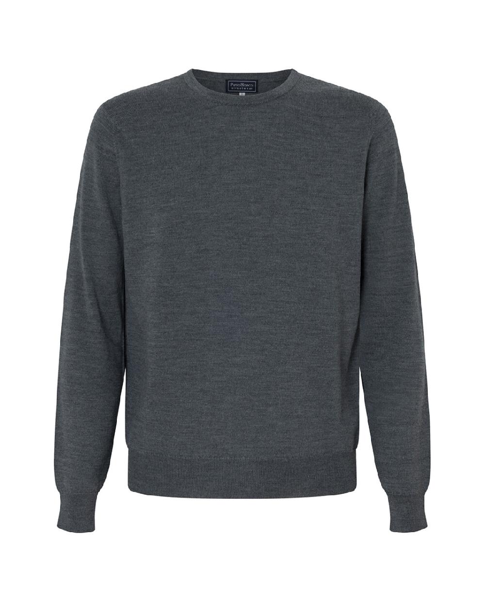 punto blanco Jersey cuello redondo lana merino