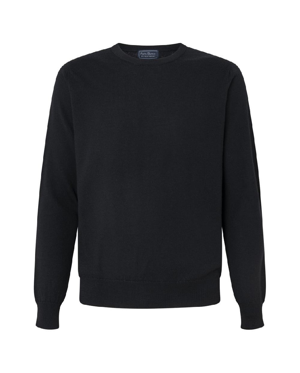 punto blanco Jersey cuello redondo lana merino