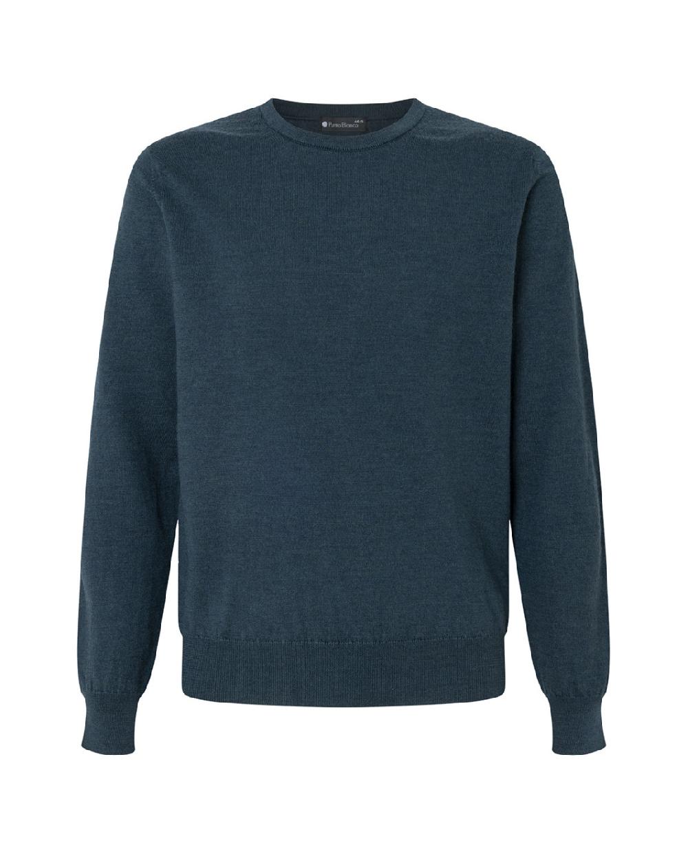 punto blanco Jersey cuello redondo lana merino