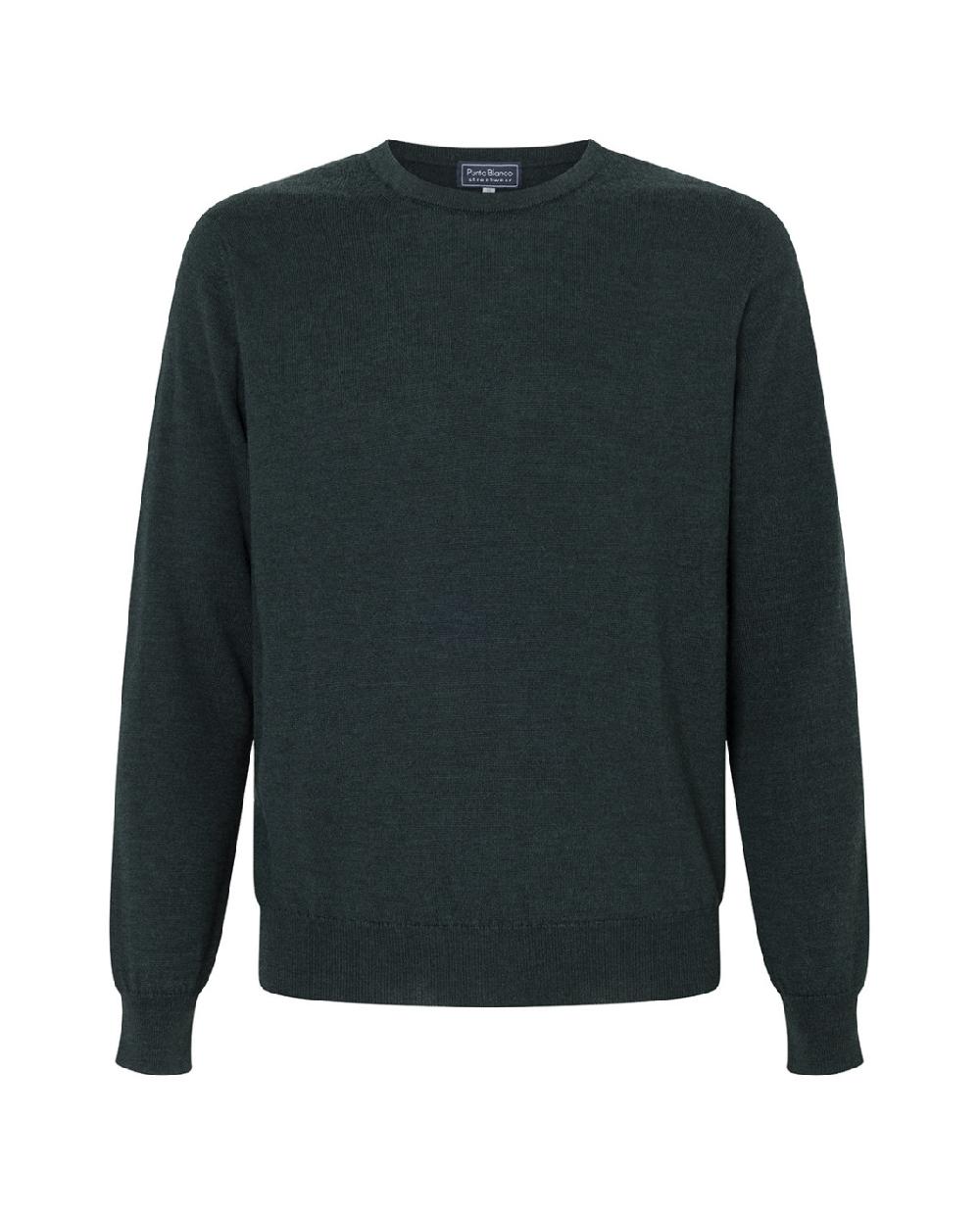 punto blanco Jersey cuello redondo lana merino