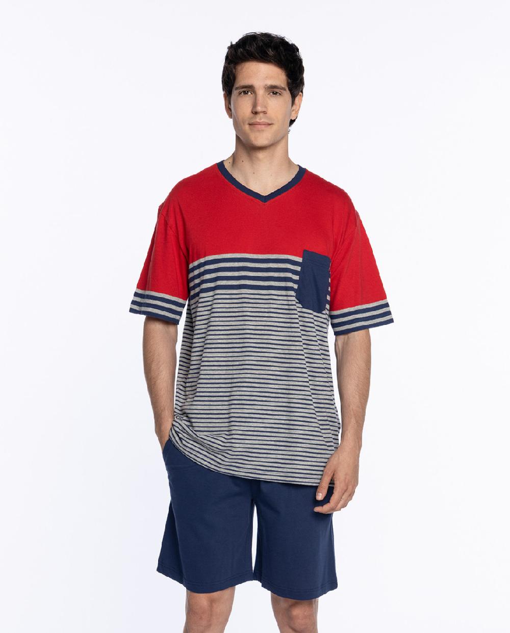 punto blanco Pijama corto de algodón Crimson