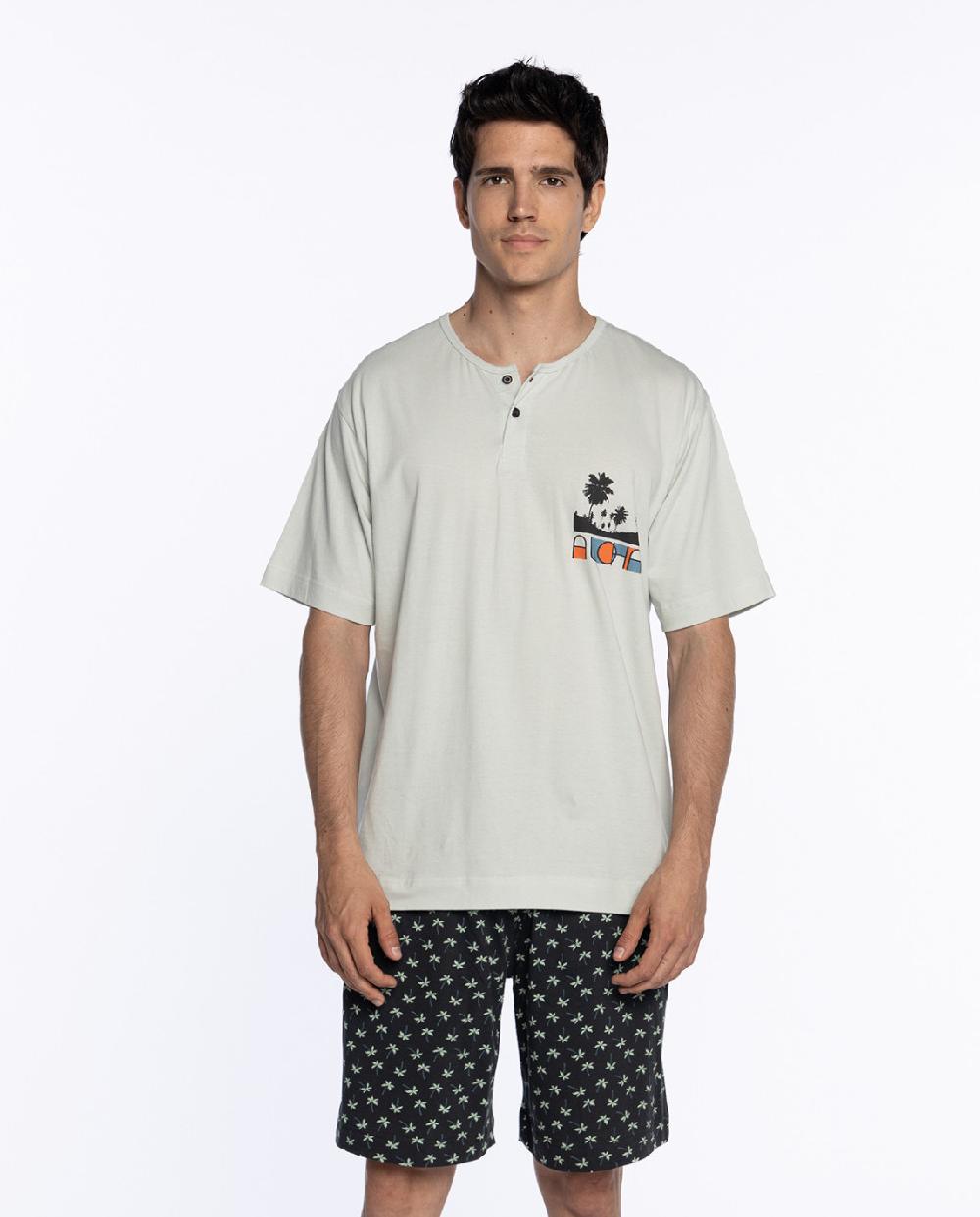 punto blanco Pijama corto de algodón Slate