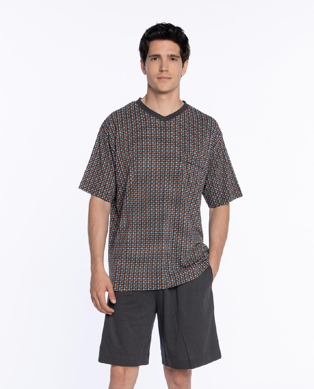 punto blanco Pijama corto de modal y algodón Slate