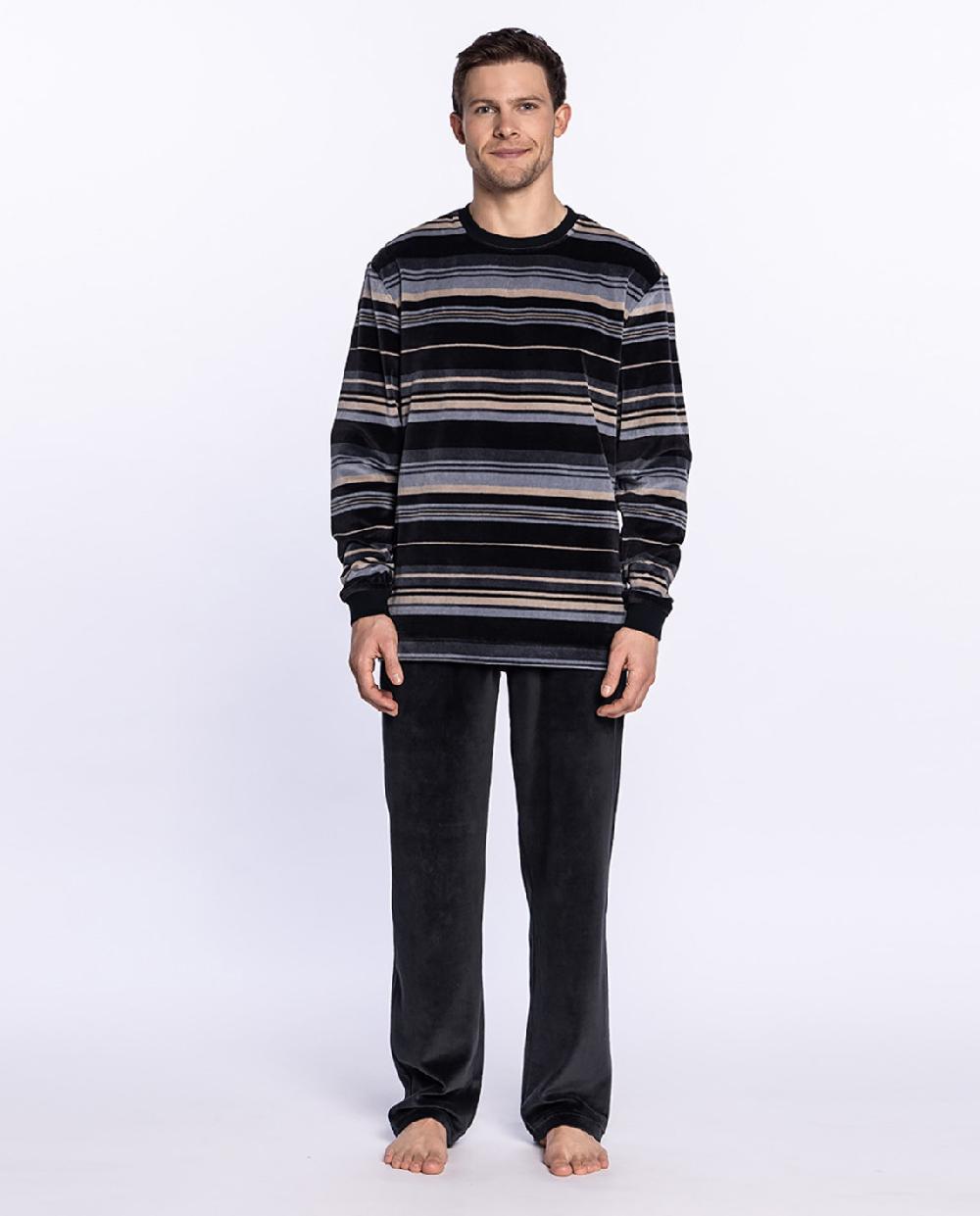 punto blanco Pijama largo de terciopelo Foggy