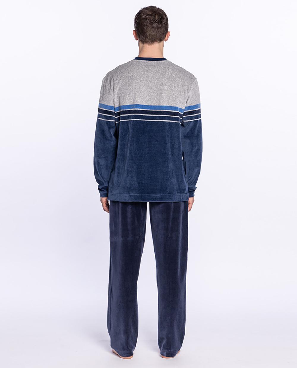 Punto Blanco Pijama Largo De Terciopelo Showery