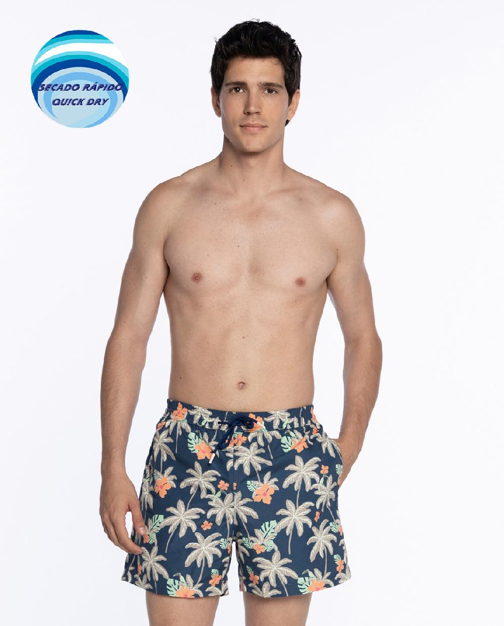 punto blanco Short estampado tropical. Paradise
