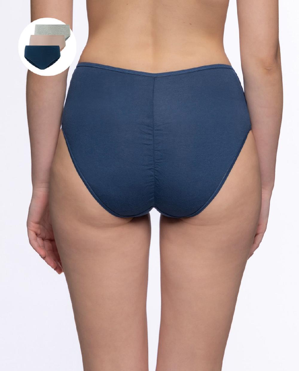 Punto Blanco Triplo Brief Alto De Algodón