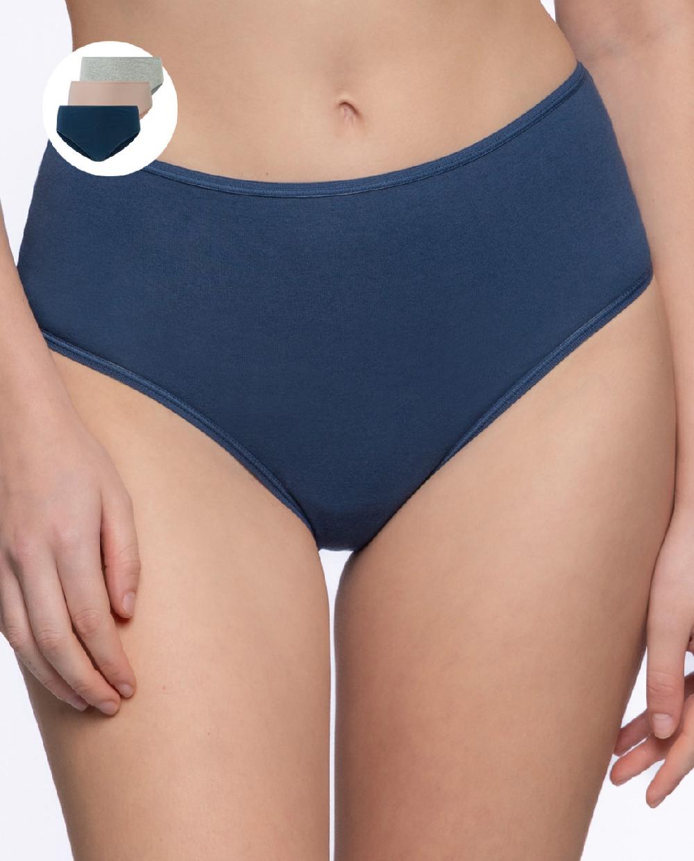 Punto Blanco Triplo Brief Alto De Algodón