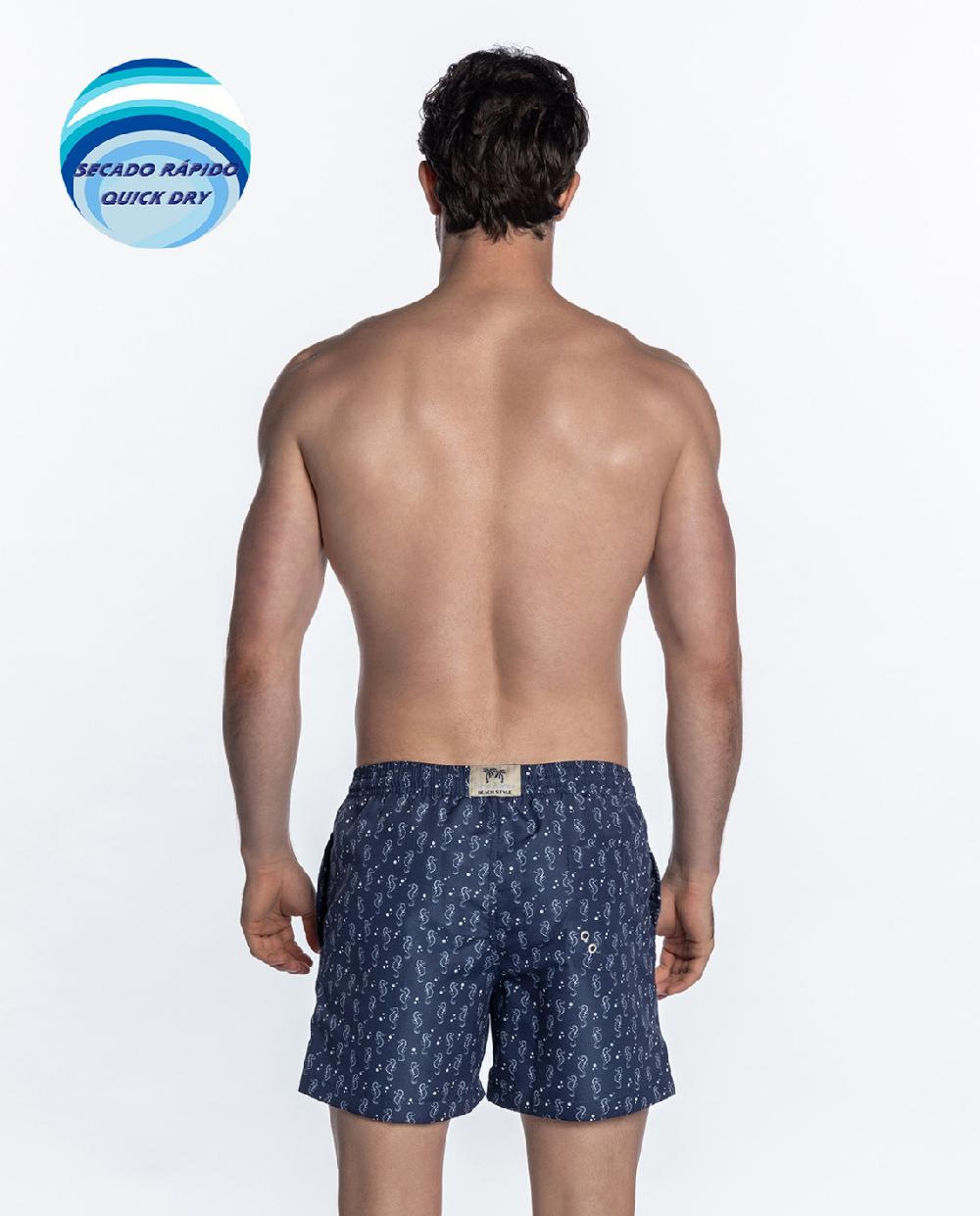 Punto Blanco Short Estampado De Caballos De Mar. Sailboat