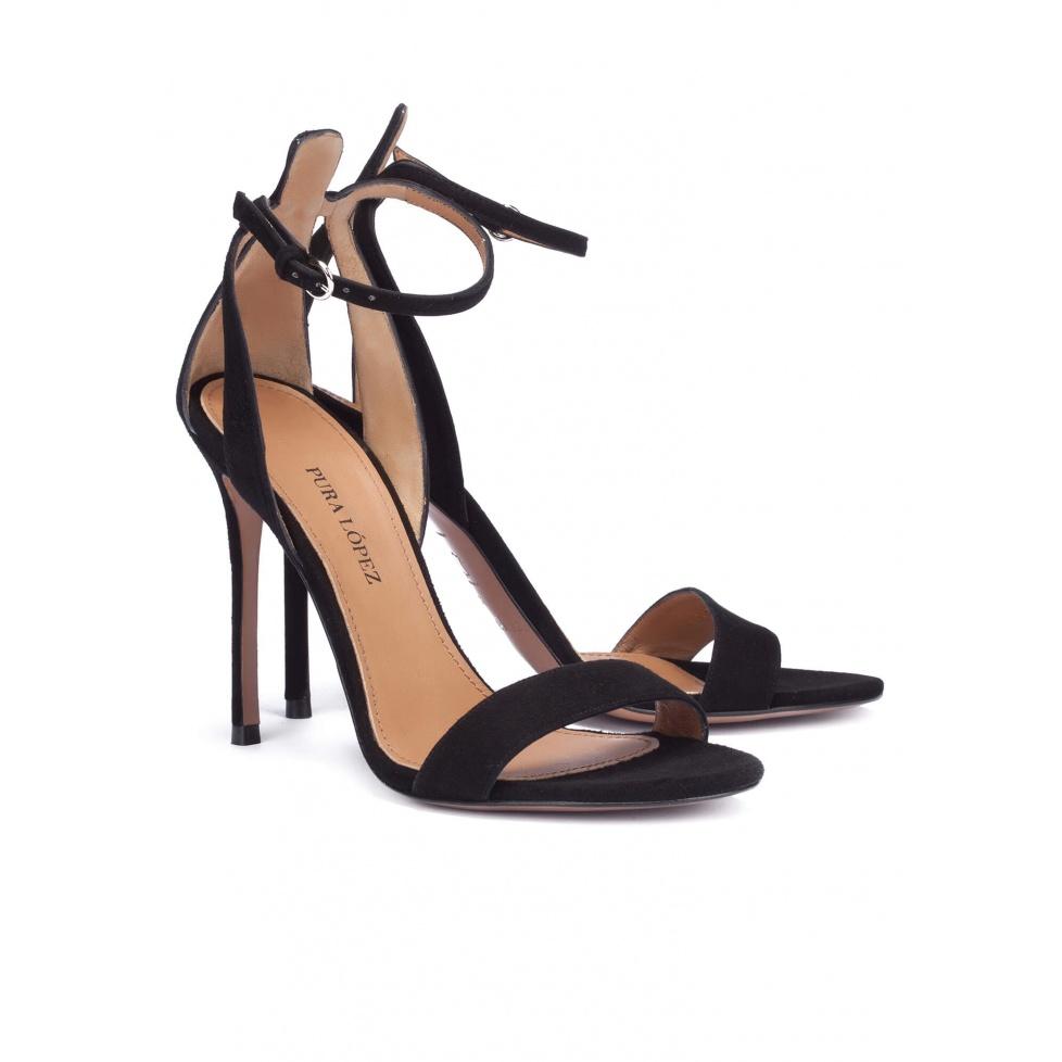 Pura López Sandalias Negras De Tacón Alto En Ante