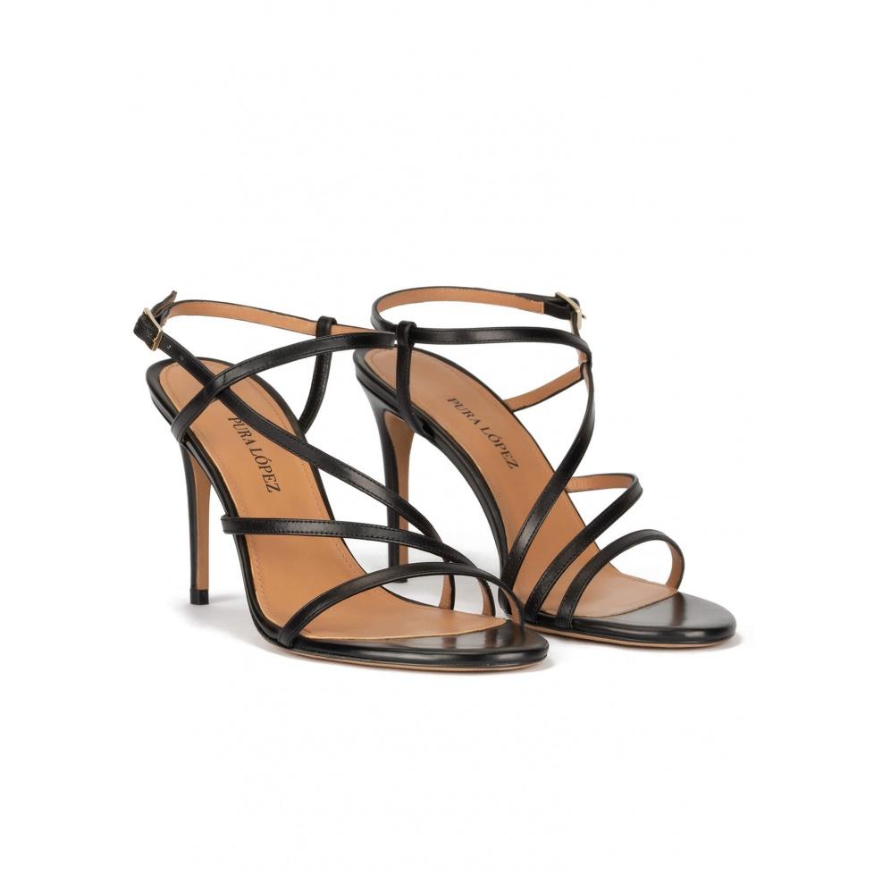 Pura López Sandalias De Tacón Alto En Piel Color Negro