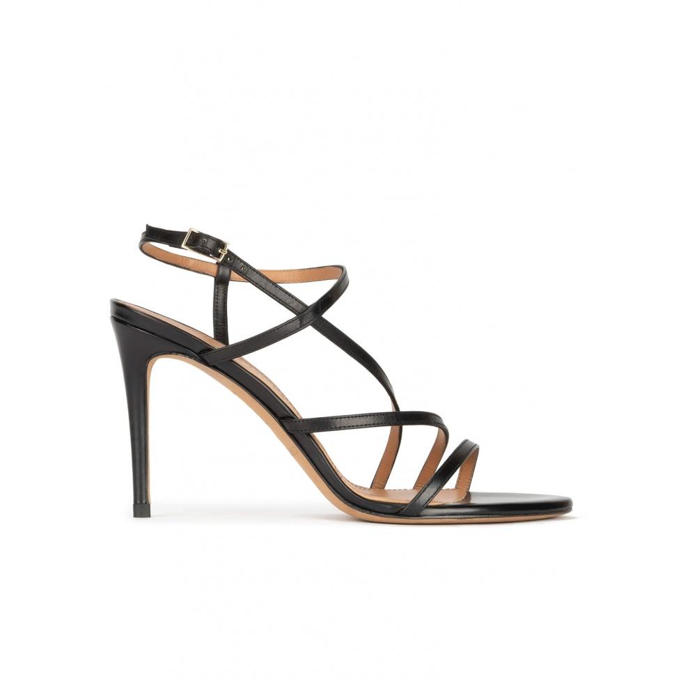 Pura López Sandalias De Tacón Alto En Piel Color Negro