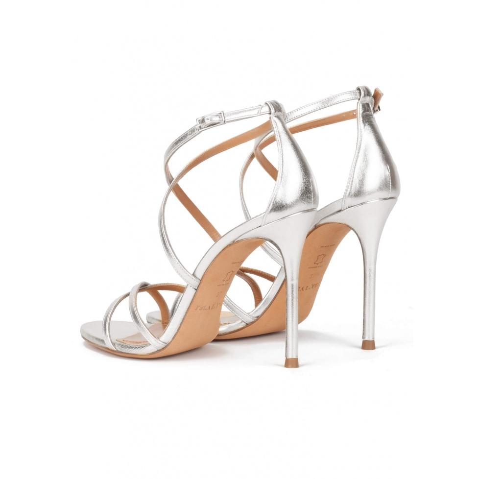Pura López Sandalias De Tacón Alto Plateadas En Piel