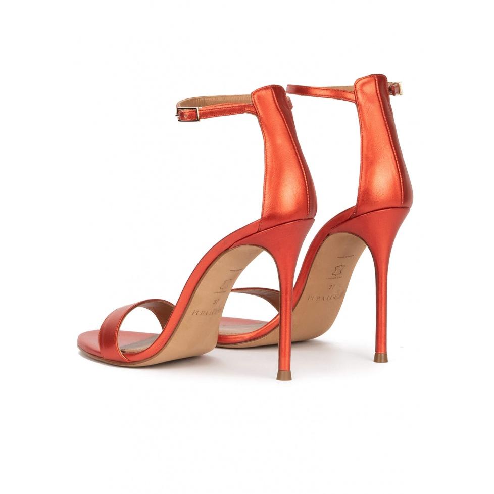 Pura López Sandalias Metalizadas De Tacón Alto En Rosa Coral