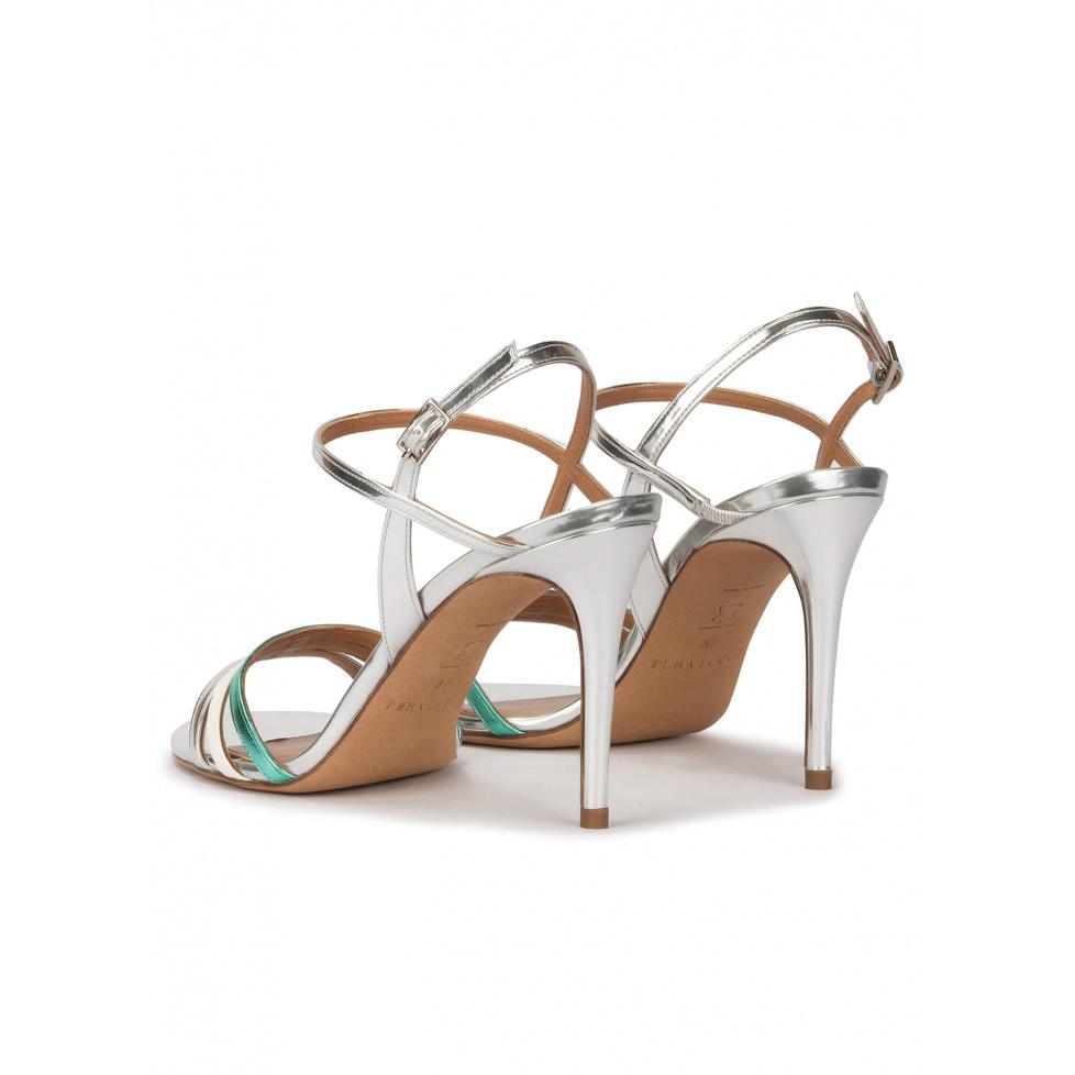 Pura López Sandalias Multicolor Alto Fino En Piel Metalizada