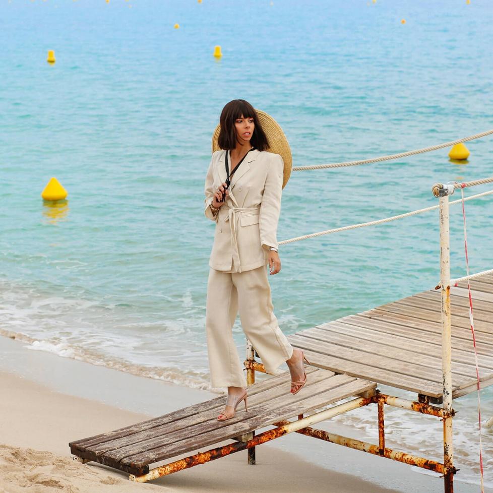 Pura López Sandalias Tipo Mule De Tacón Alto En Piel Nude Y Vinilo