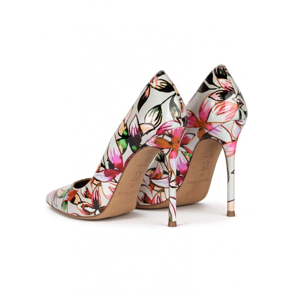 Pura López Zapatos De Punta Con Tacón Fino De 11 Cms Con Estampado Floral