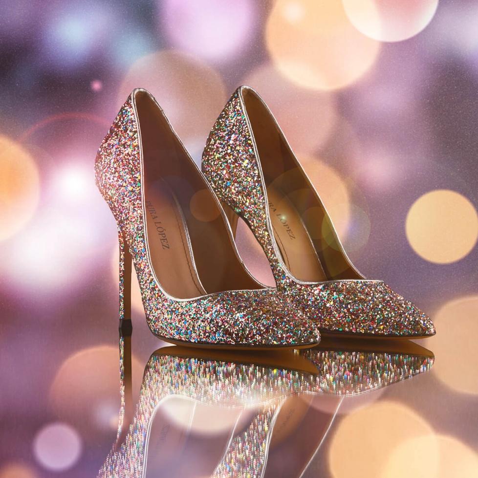 Pura López Zapatos De Salón Con Tacón Alto En Glitter Multicolor