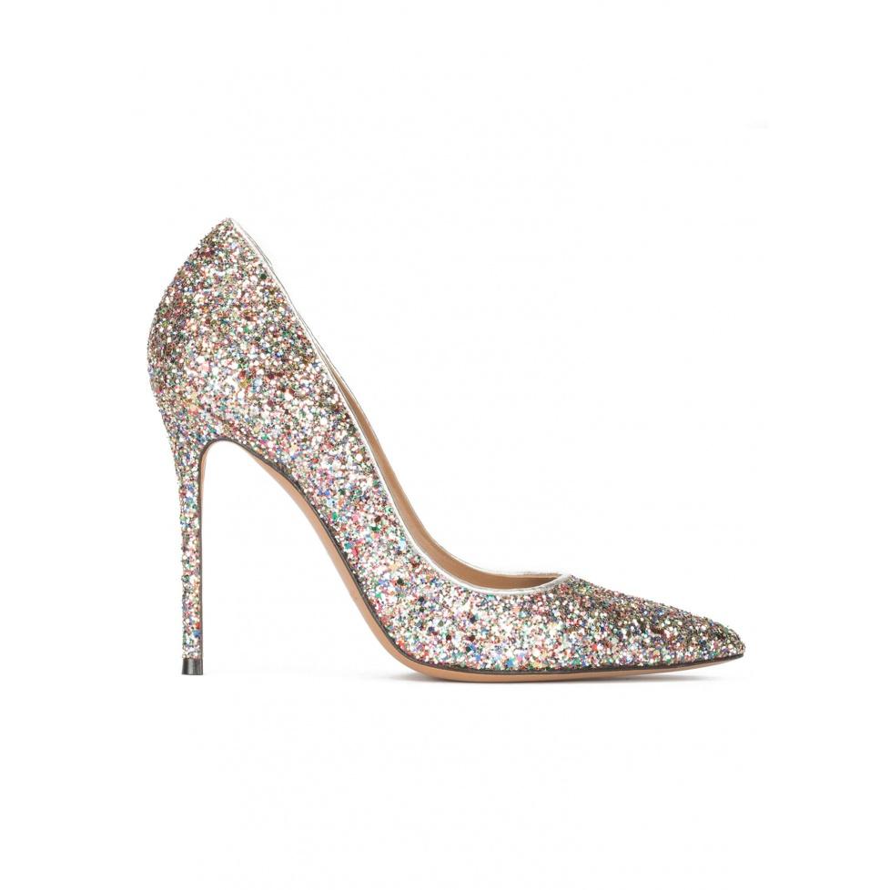 pura lópez Zapatos de salón con tacón alto en glitter multicolor