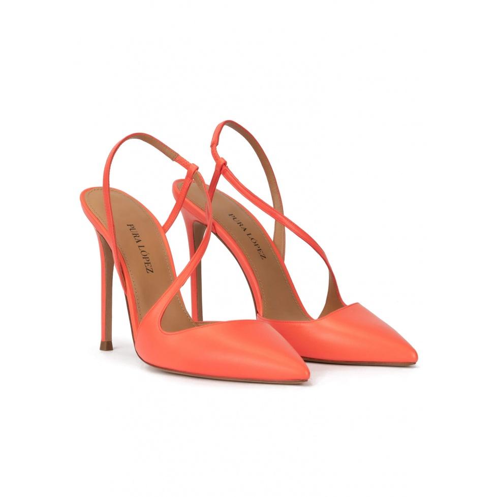 Pura López Zapatos Destalonados Con Tacón Stiletto En Piel Color Coral