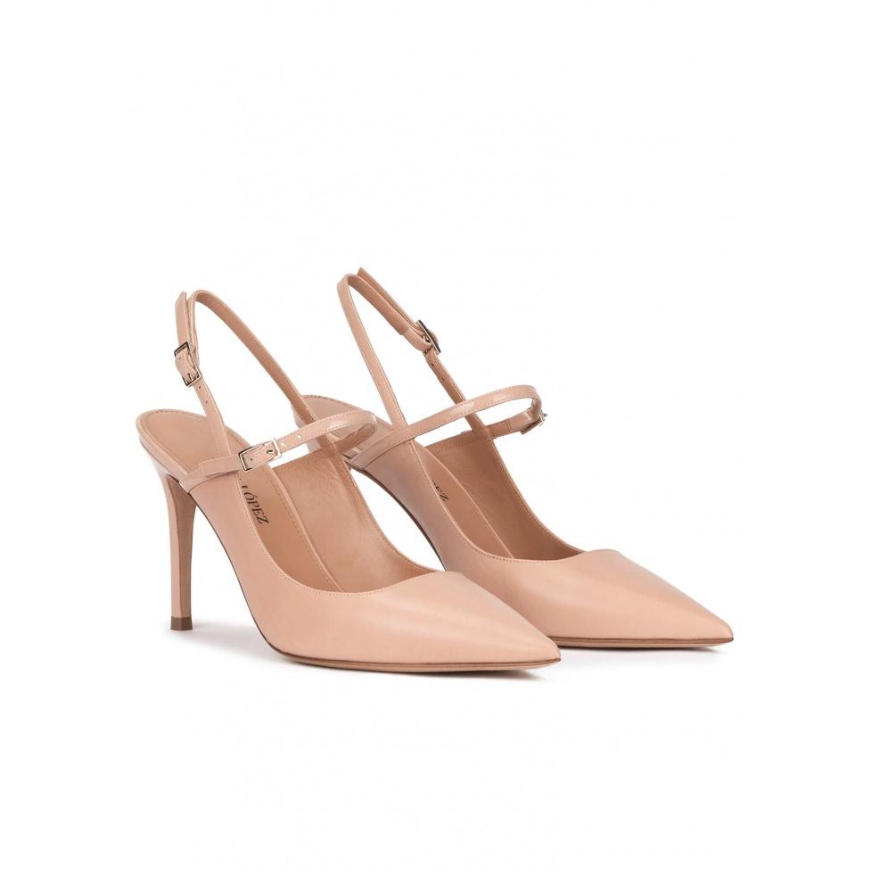 Pura López Zapatos Destalonados De Punta Fina Y Tacón Alto En Piel Nude