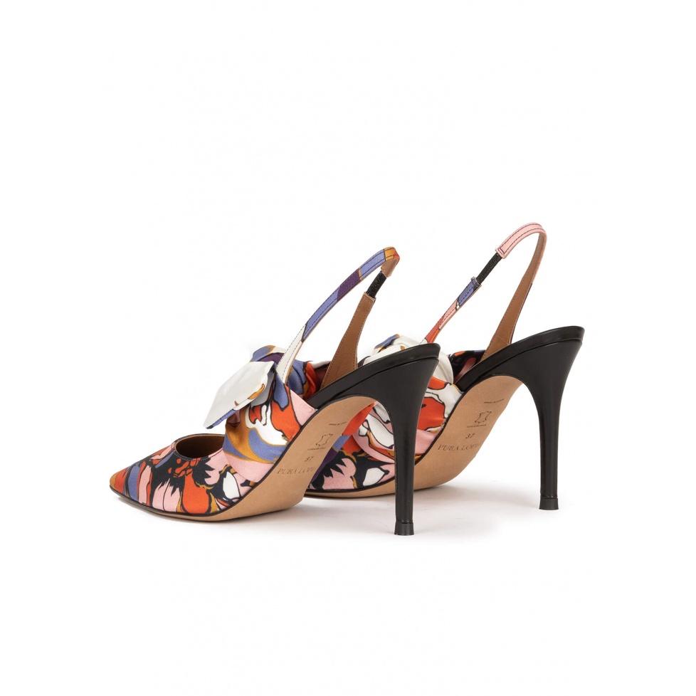 Pura López Zapatos Destalonados De Tacón Alto En Tejido Estampado