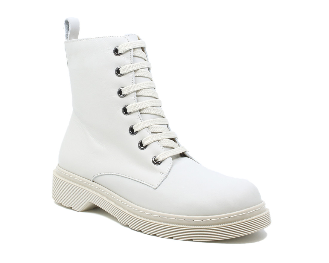 Raquel Perez Bota Militar Asti Blanco Mujer