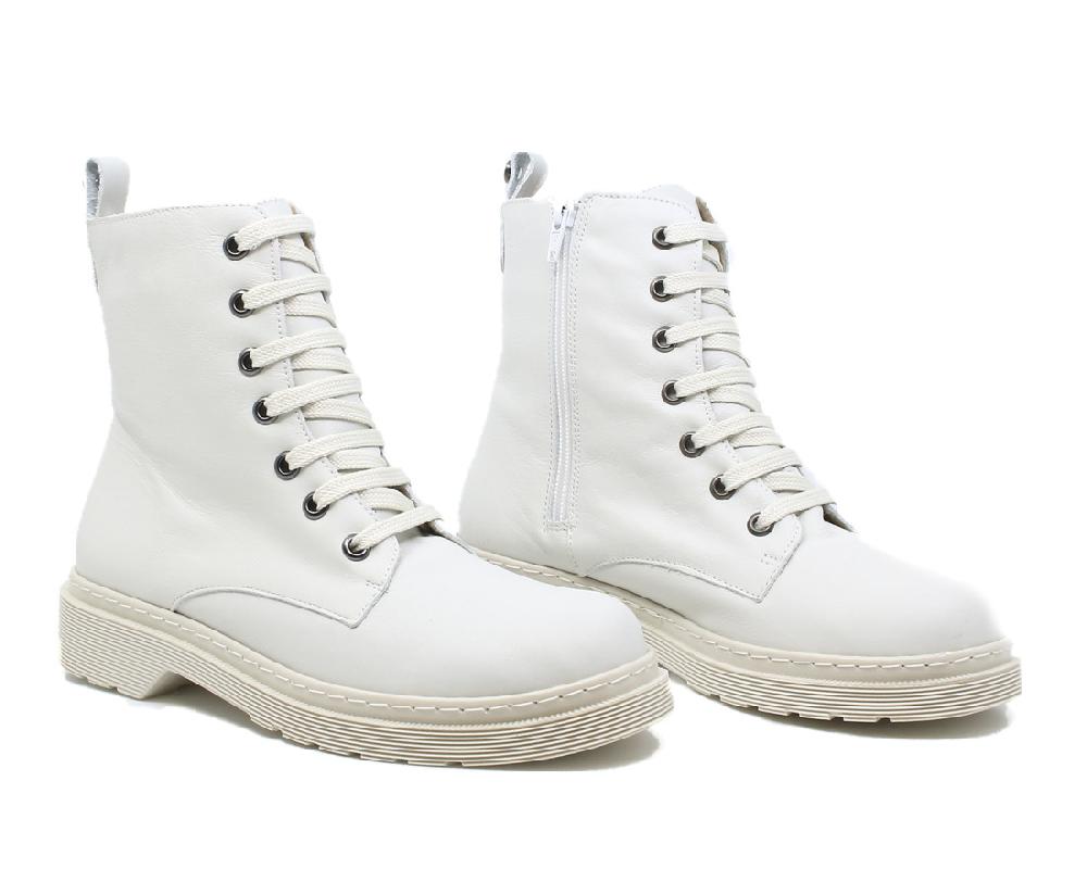 Raquel Perez Bota Militar Asti Blanco Mujer