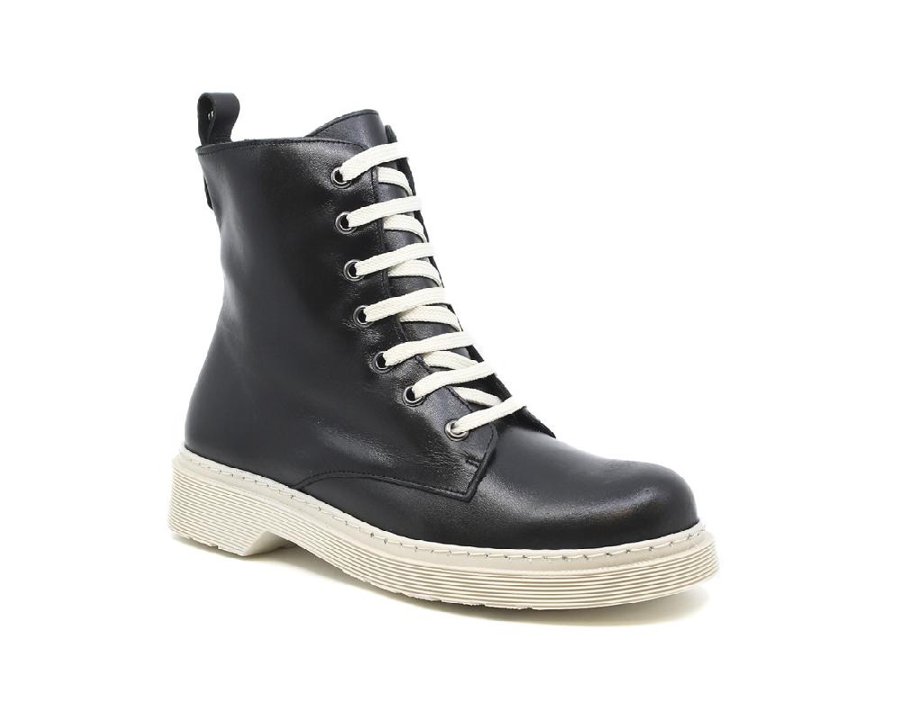 Raquel Perez Bota Militar Asti Negro Beige Mujer