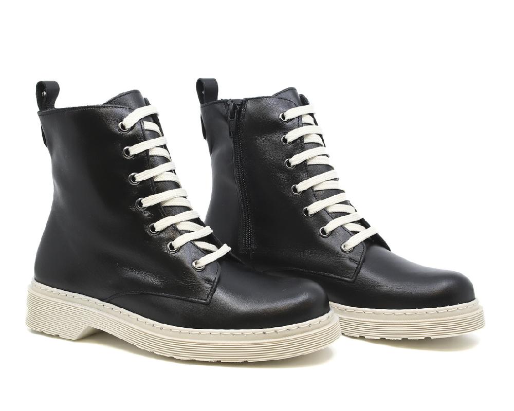 Raquel Perez Bota Militar Asti Negro Beige Mujer