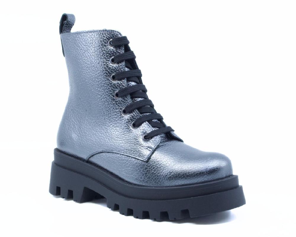 Raquel Perez Bota Militar Detroit Plata Mujer